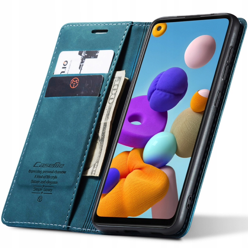 Etui z klapką Caseme do Samsung Galaxy A21s zielony
