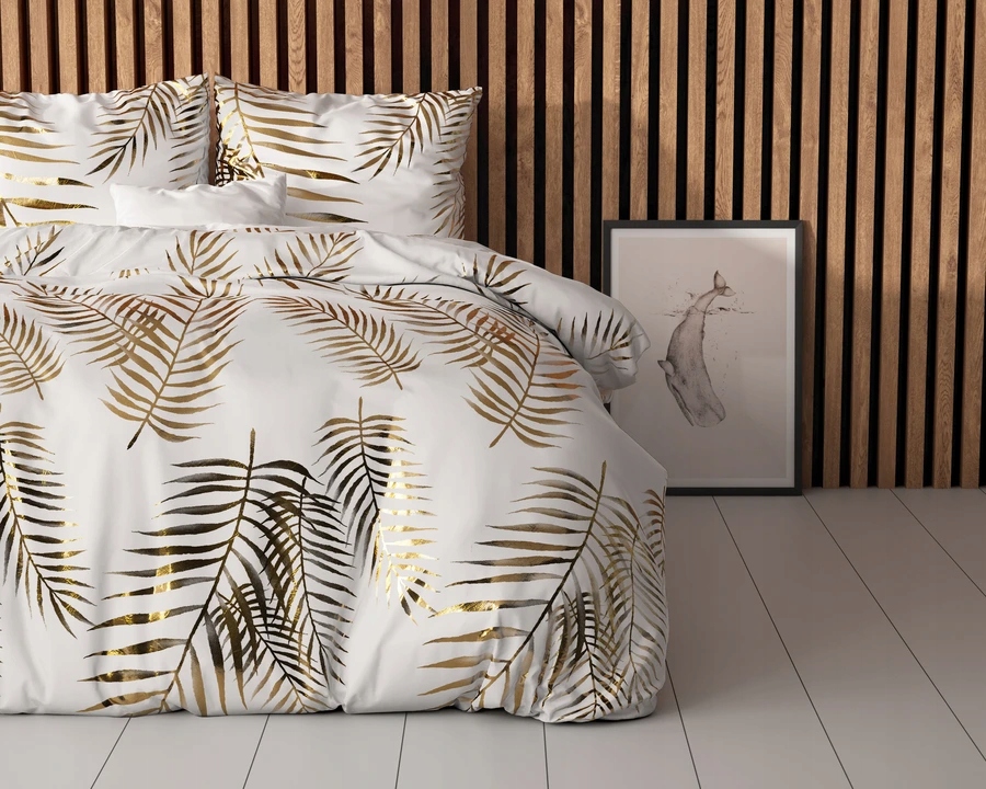 240x220 LEAVES kpl pościeli mikrofibra z foliowym nadrukiem biały