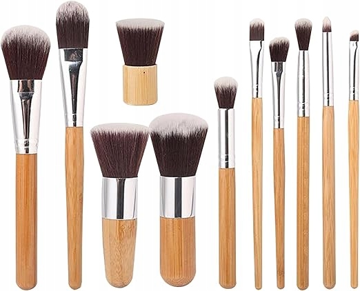 Zestaw 11 profesjonalnych pędzli do makijażu Kabuki Bamboo firmy Zoë Ayla