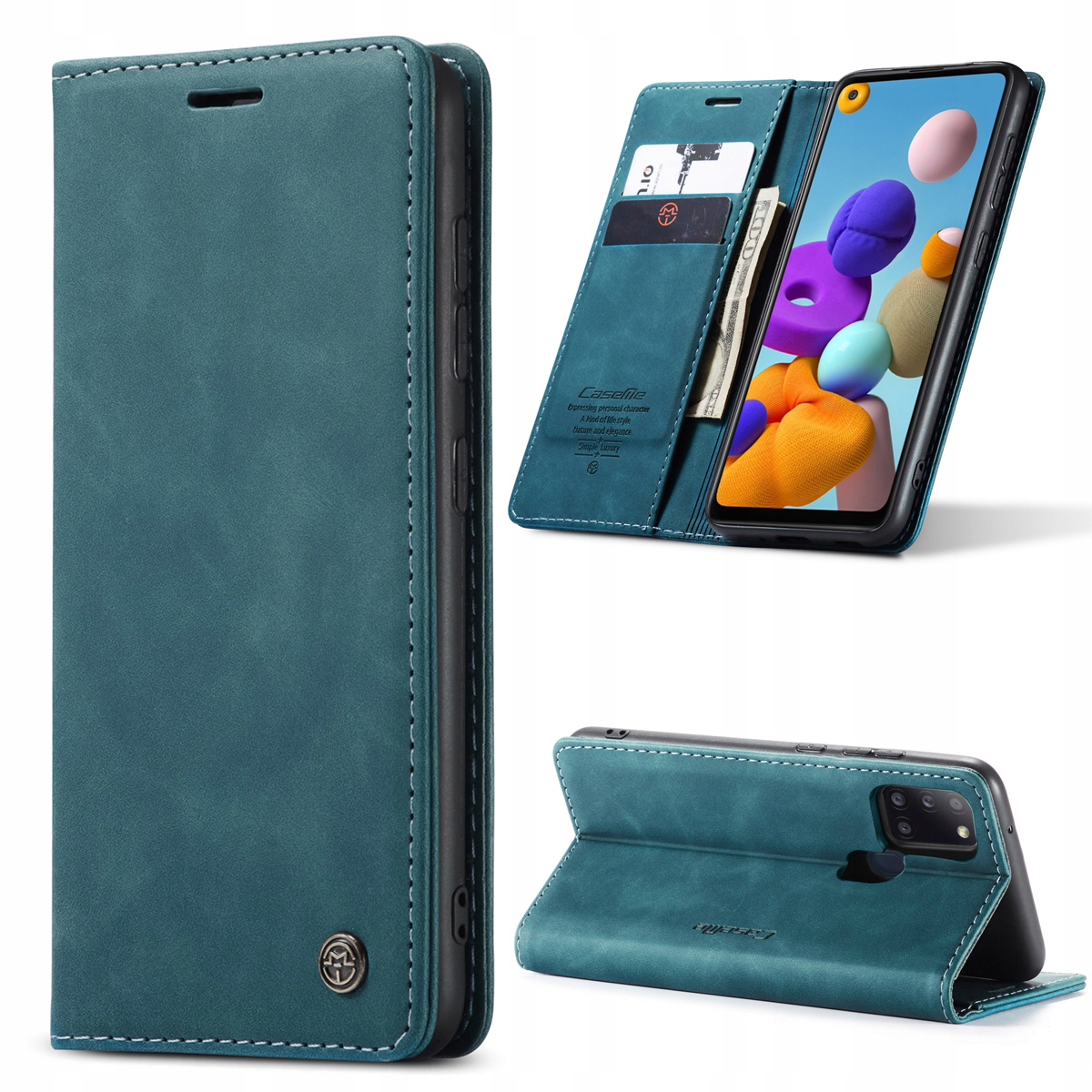 Etui z klapką Caseme do Samsung Galaxy A21s zielony