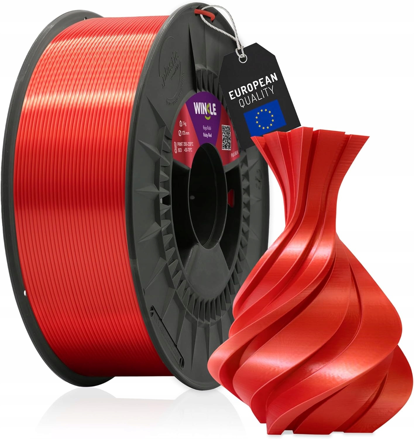 Filament WINKLE Silk PLA 1,75 mm rubinowo czerwony do druku 3D