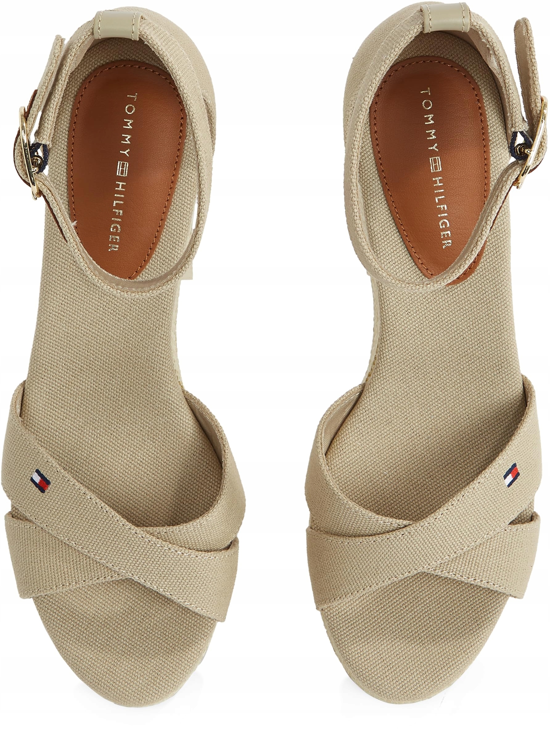 TOMMY HILFIGER ORYGINALNE SANDAŁY KOTURNY SPRZĄCZKA BEŻOWE 40