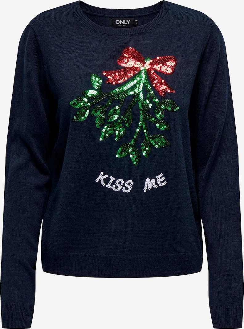 ONLY Sweter 'XMAS MISTLETOE' w kolorze Niebieska S