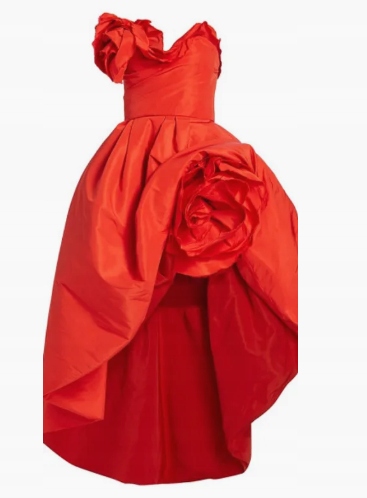 MARCHESA suknia bez ramiączek z rzeźbionym wzorem Rose Faille ( S-M )