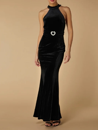 JARLO Sukienka maxi Delta z dekoltem halter i ozdobnym serduszkiem EU36