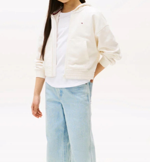 Luźna bluza z kapturem i teksturowanym logo TOMMY HILFIGER SIZE16