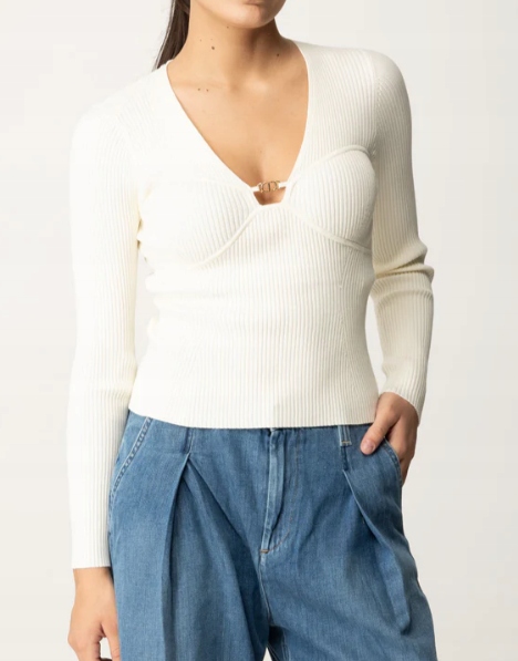 Twin-set Prążkowany sweter z profilowanymi miseczkami M