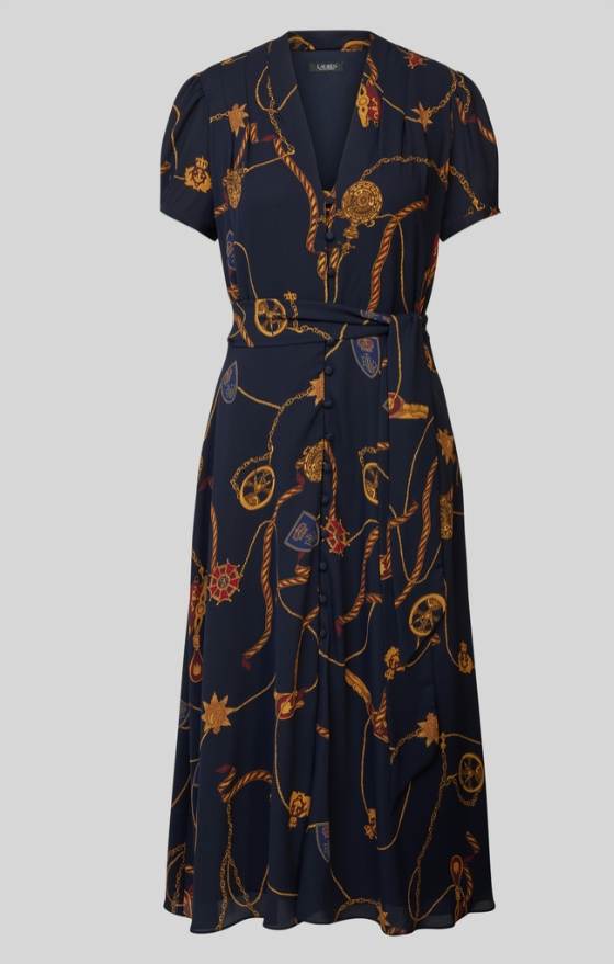 Lauren Ralph Lauren Sukienka midi z wiązanym paskiem model RALGIS 54