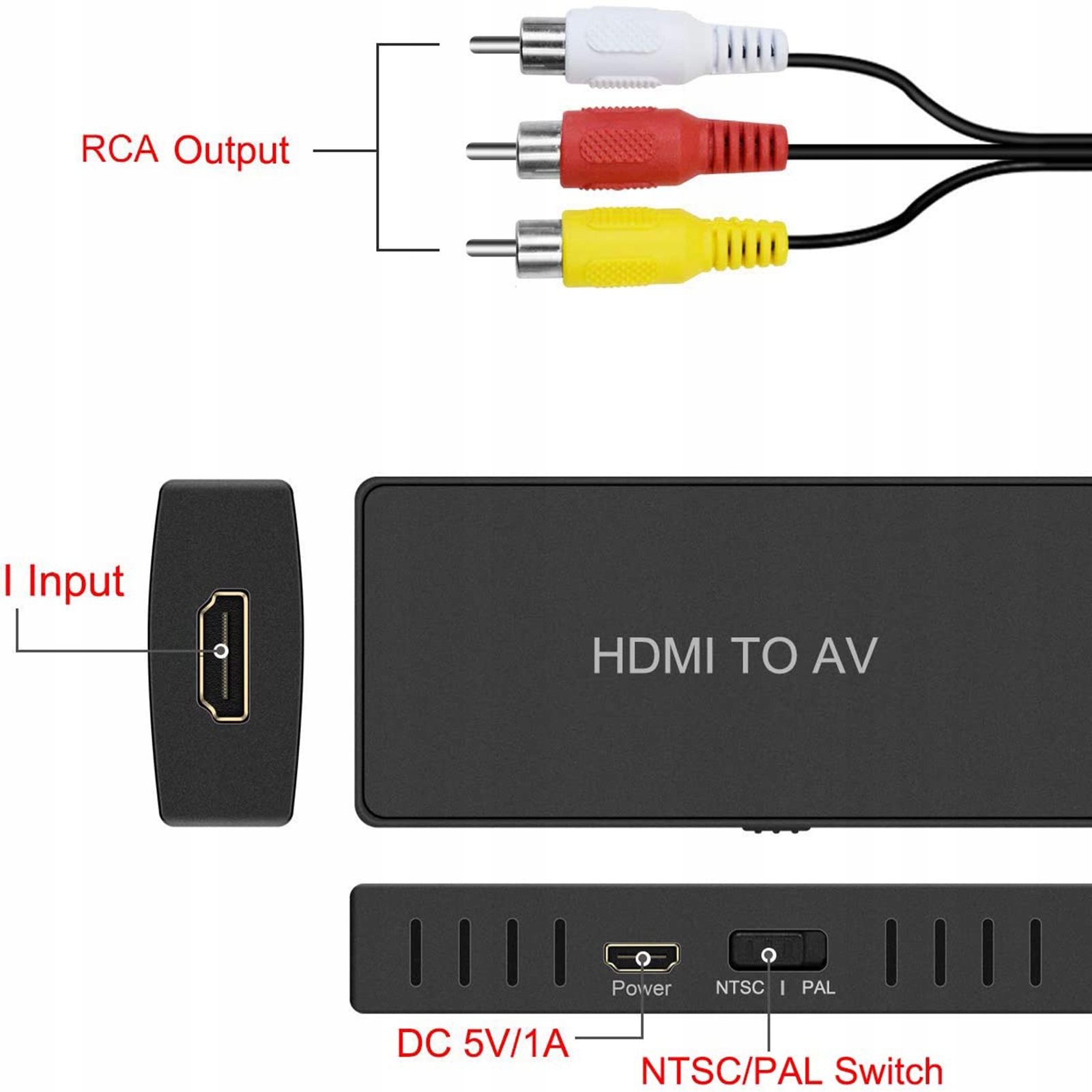 Konwerter Adapter Obrazu Z HDMI Na AV RCA PAL/NTSC Adapter
