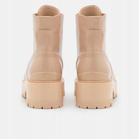Guess Botki Damskie Workery Folowe Beżowe Sznurowane Na Platformie 38
