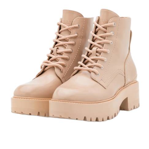 Guess Botki Damskie Workery Folowe Beżowe Sznurowane Na Platformie 38