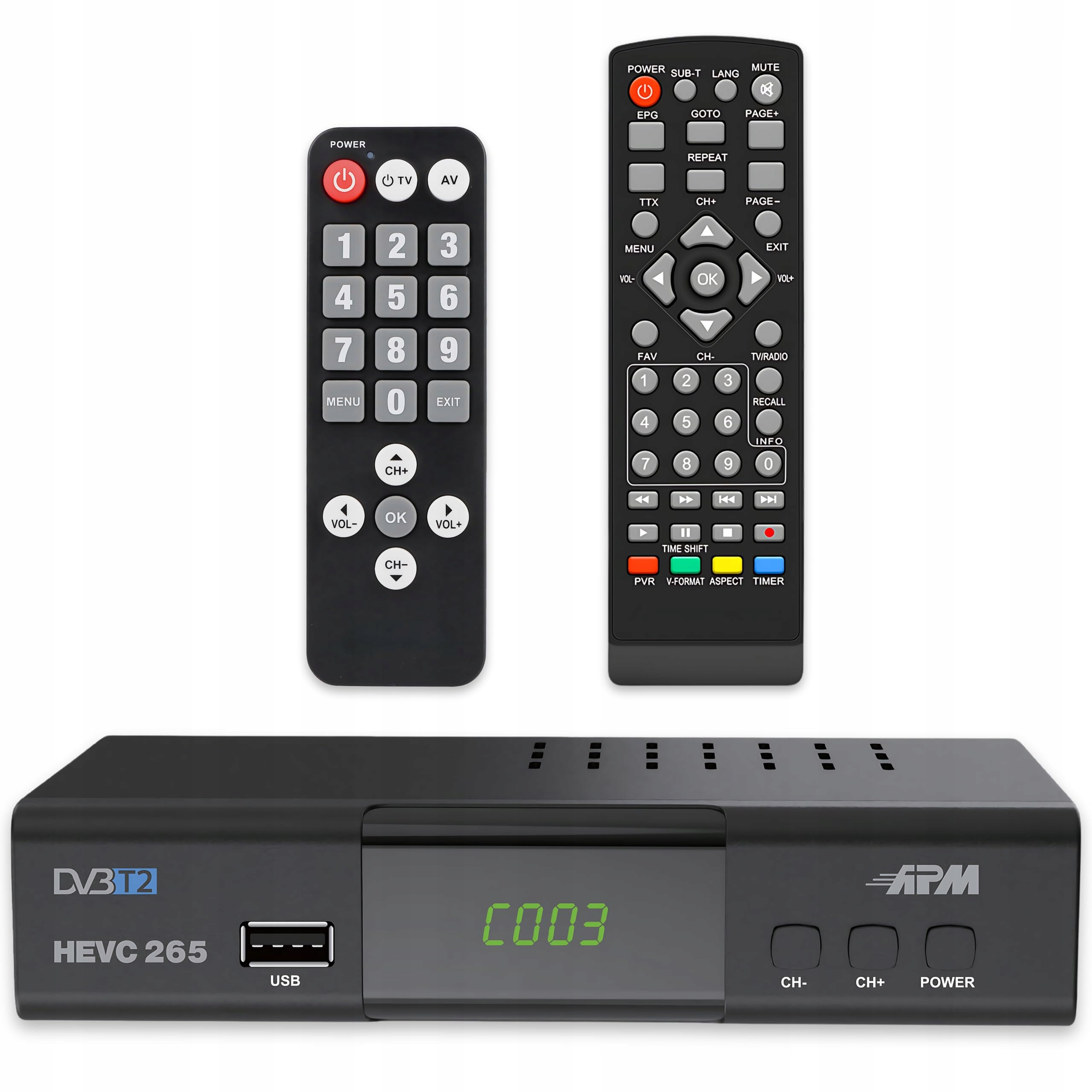 DEKODER APM Dekoder TNT H.265 HEVC DVB-T2 DVB-C HDMI, SCART, USB, COAX
