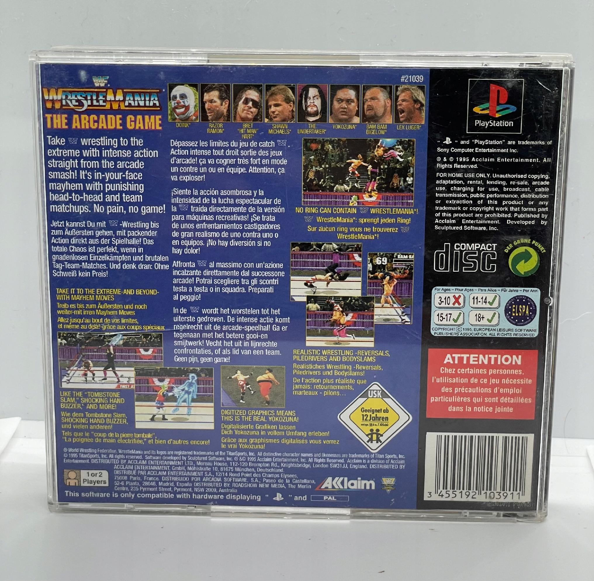 Wrestlemania The Arcade Game PlayStation PS1 PSX