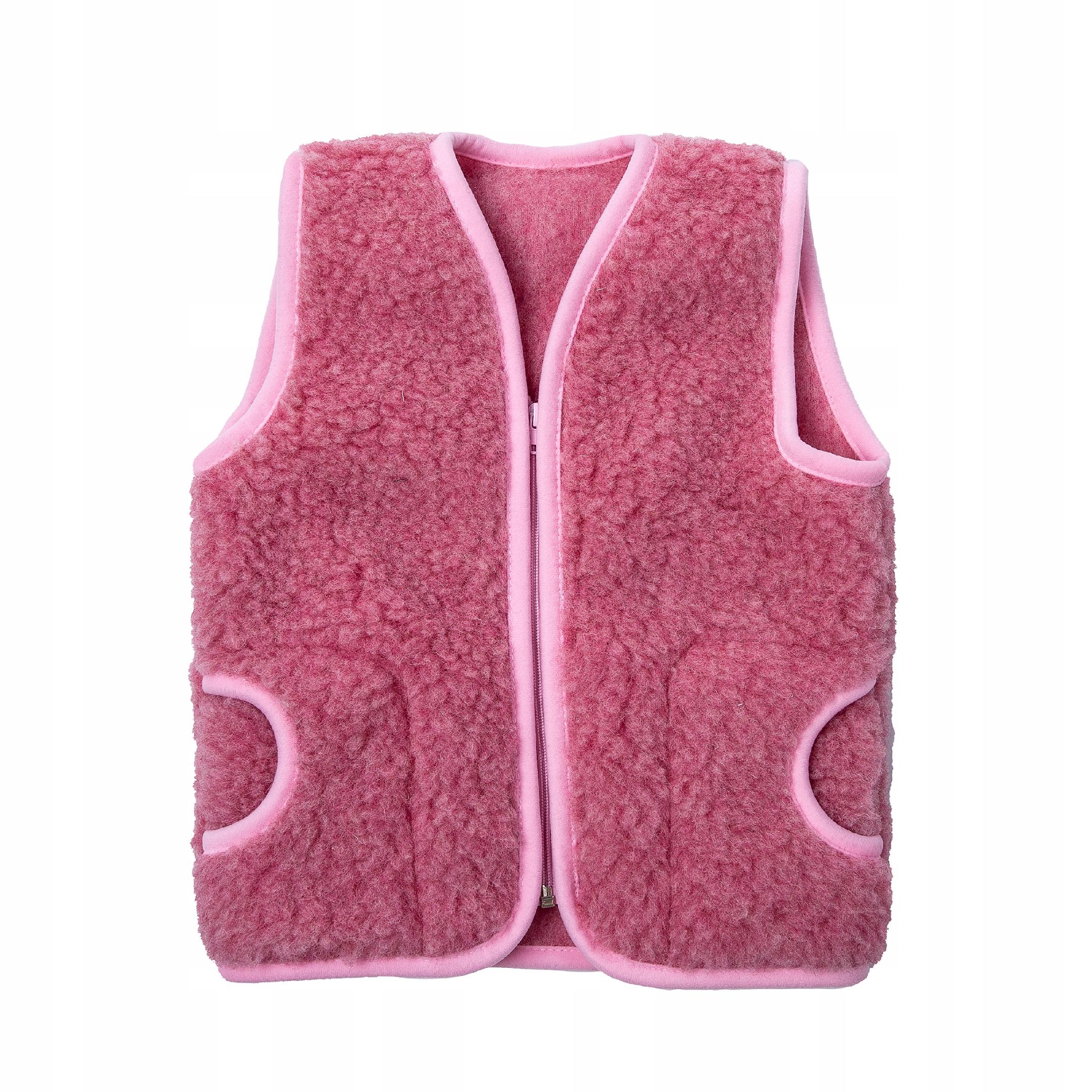 KAMIZELKA WEŁNIANA MERYNOS KOLOR RÓŻOWY 3-5 lat