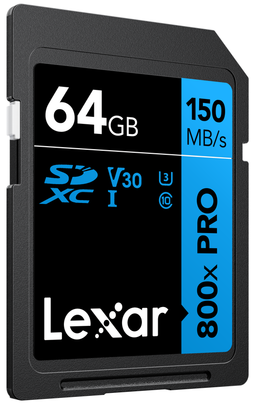 Lexar SDXC 800x Pro UHS-I cards, C10 (V30) U3, R150, 64GB
