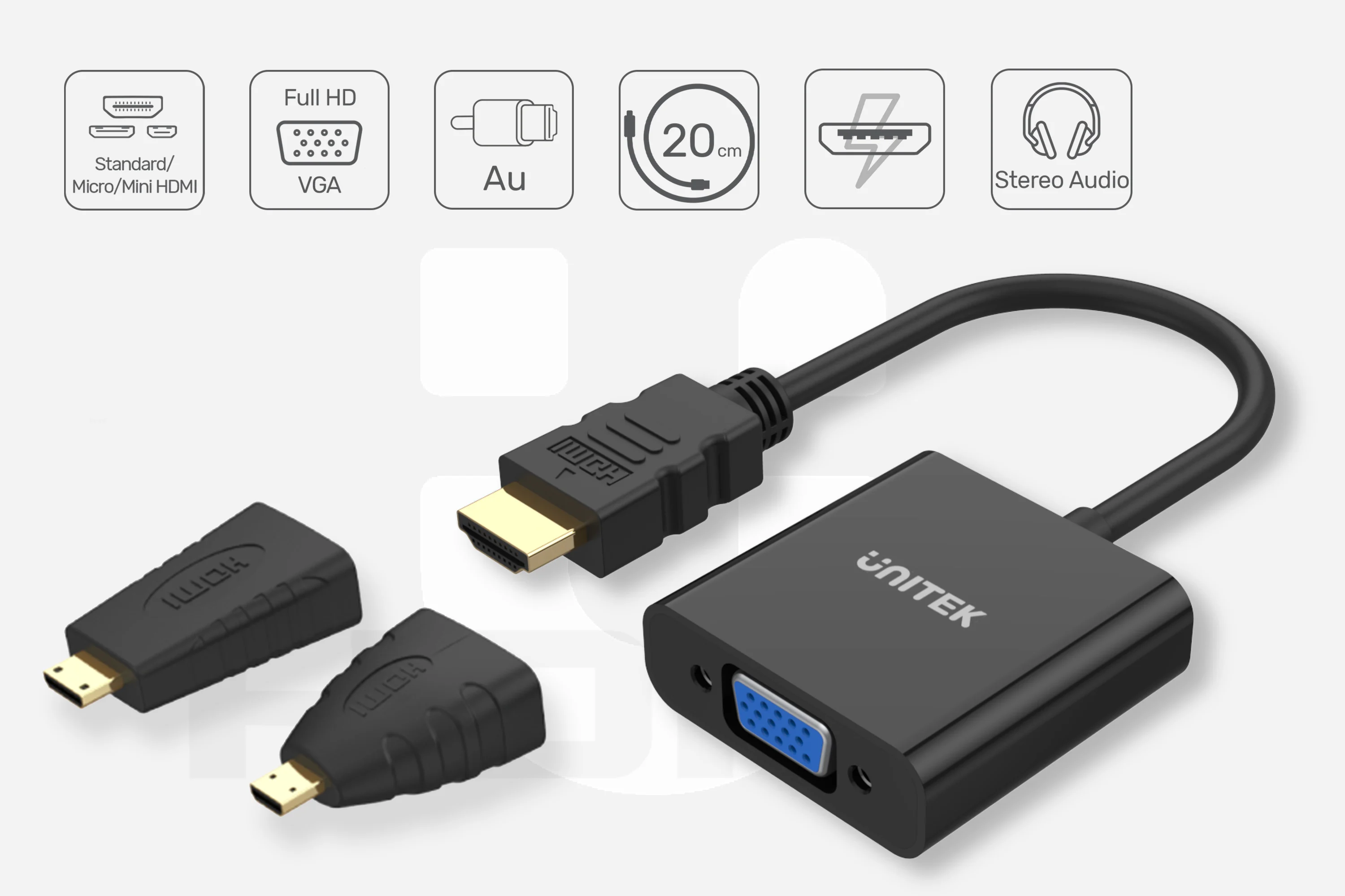 Unitek Y-6355 adapter Micro/Mini HDMI do VGA+audio