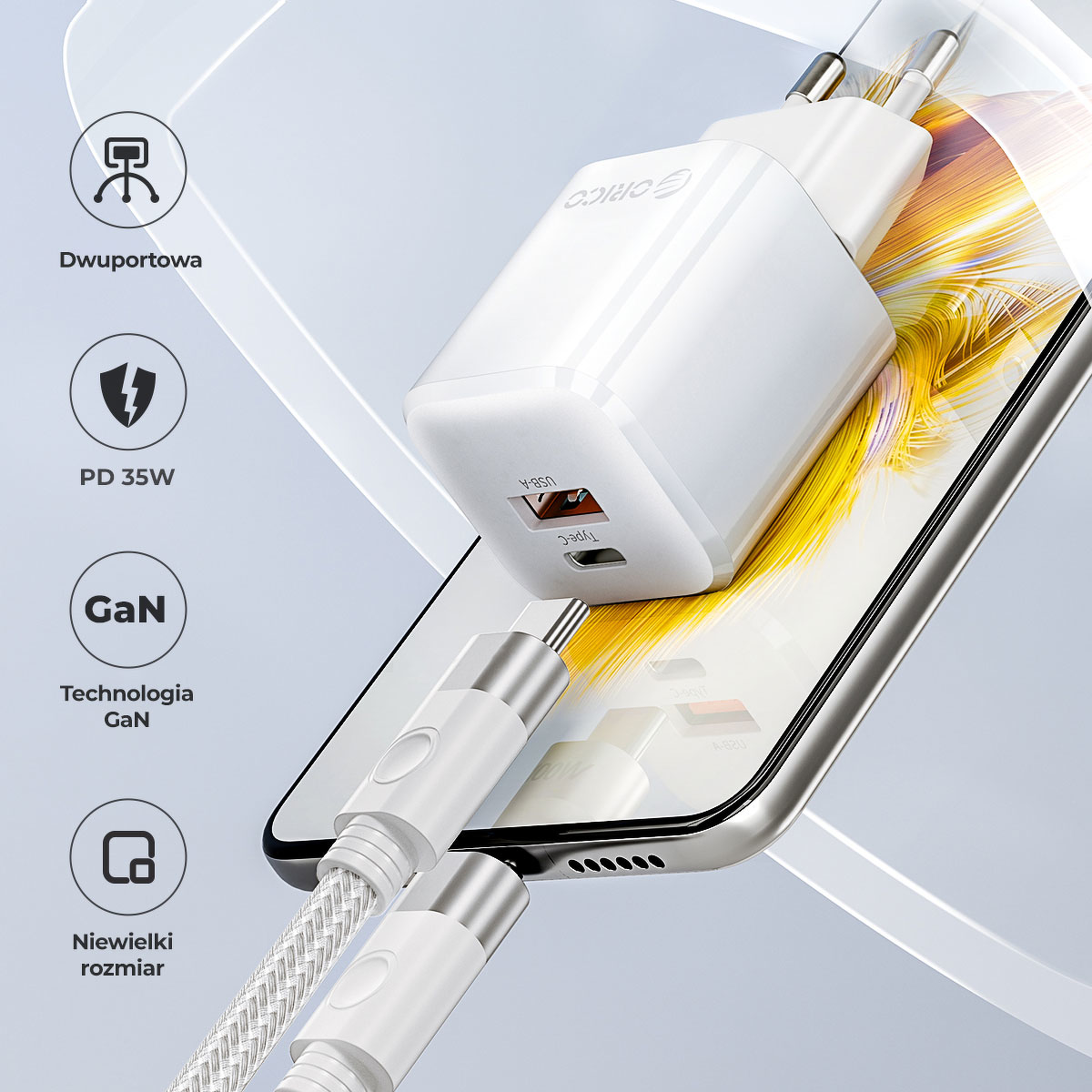 Orico Ładowarka GaN 35W USB-A + USB-C