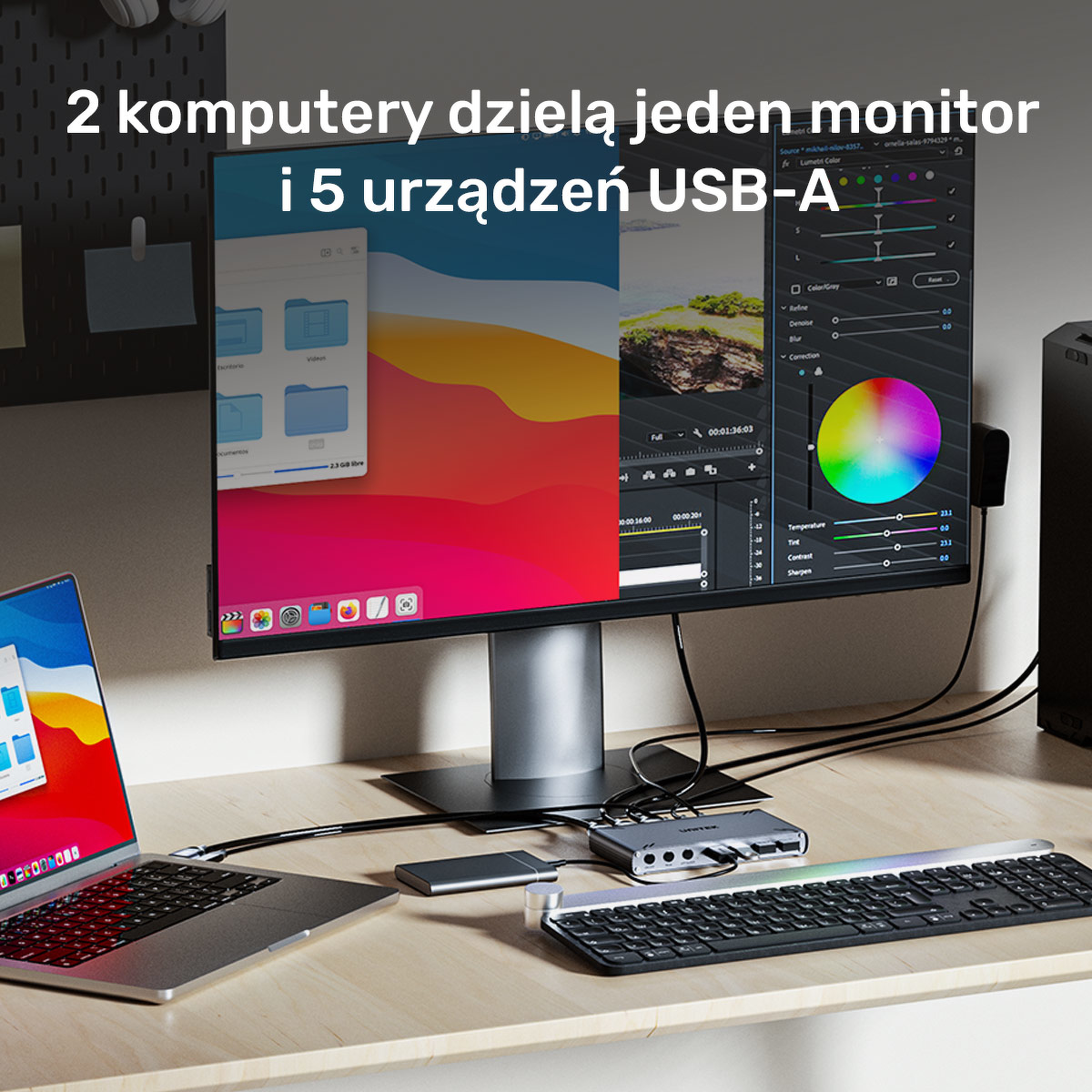 Unitek Przełącznik KVM USB-C 10Gbps z HDMI