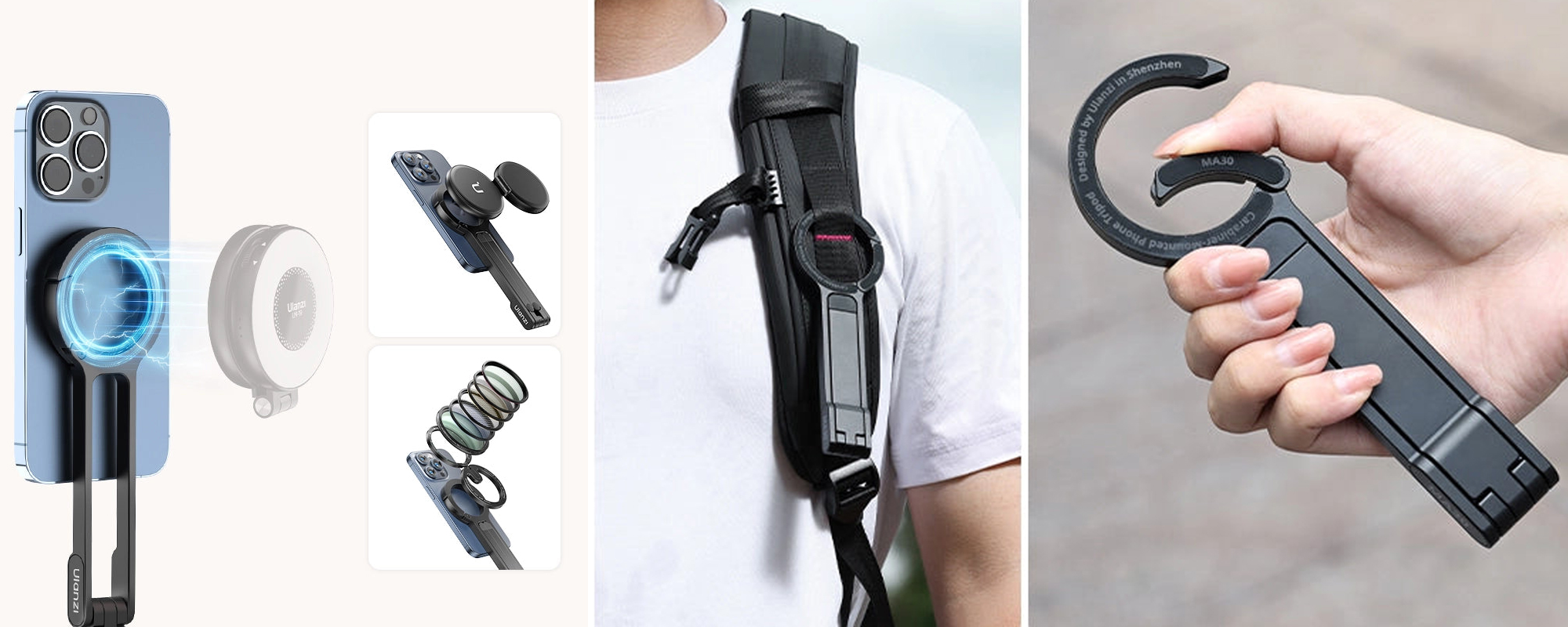 Statyw Ulanzi MA30 z uchwytem magnetycznym - srebrny