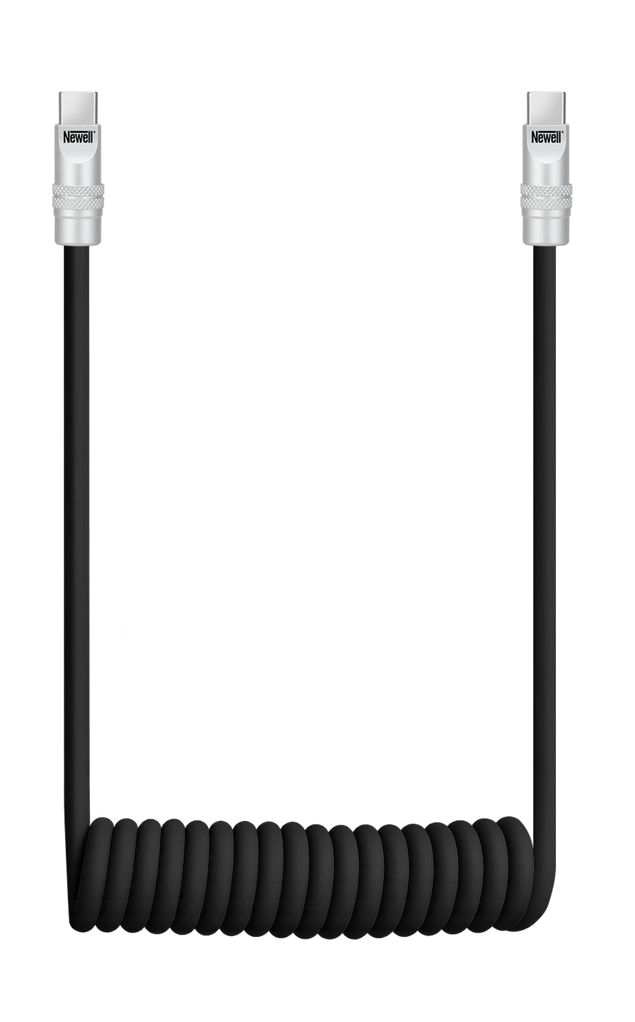 Kabel Newell USB-C - USB-C 100 W, 1,5 m, silikonowy, spiralny, czarny