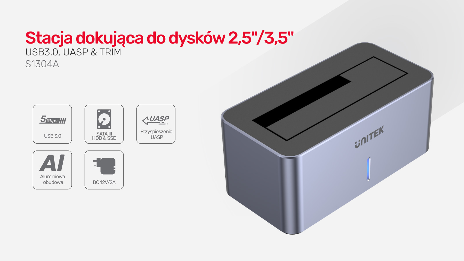 Unitek Stacja dokująca dyski SATA 2,5"/3,5" 5Gbps