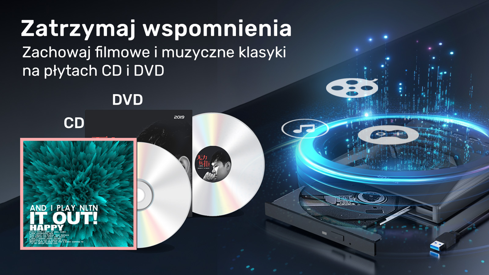 Unitek Nagrywarka zewnętrzna DVD/CD, Hub USB 5Gbps, czytnik kart SD