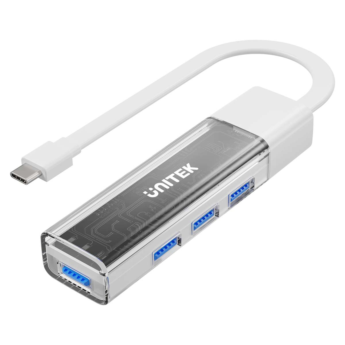 Unitek hub dwukierunkowy USB C/USB A 5Gbps, 4x USB A biały