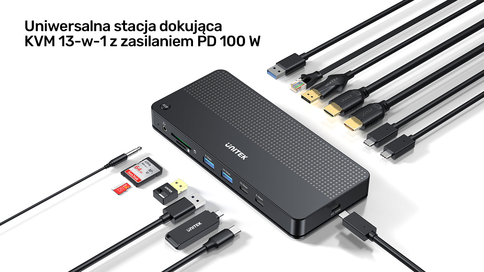 Unitek Przełącznik KVM 2 komputery 2 monitory 4K
