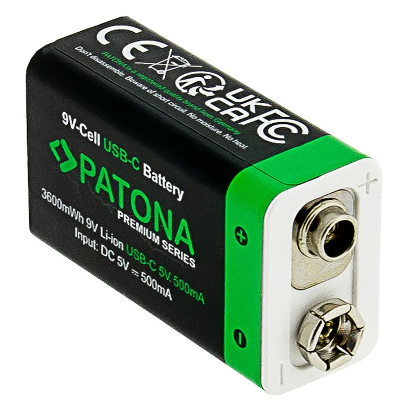 PATONA Premium 2x Baterie 6F22 9V z USB-C