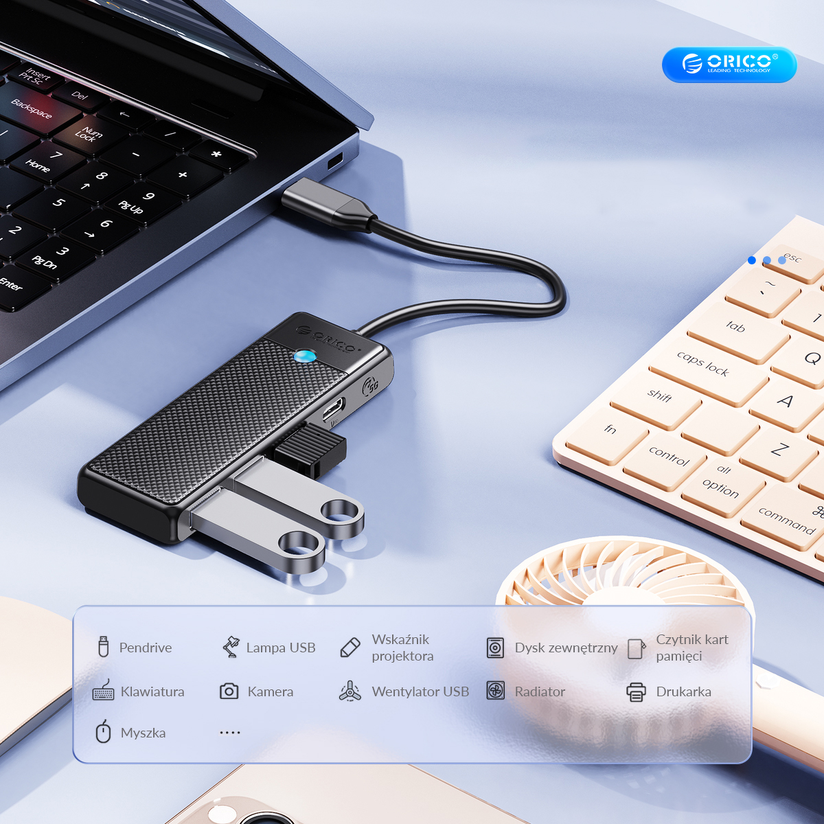 Orico Aktywny hub USB-C 5Gbps, 2x USB-A, 2x USB-C