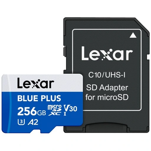 Lexar  microSDHC Blue Plus UHS-I z adapterem SD, C10/A2/U3 (V30) 256 GB