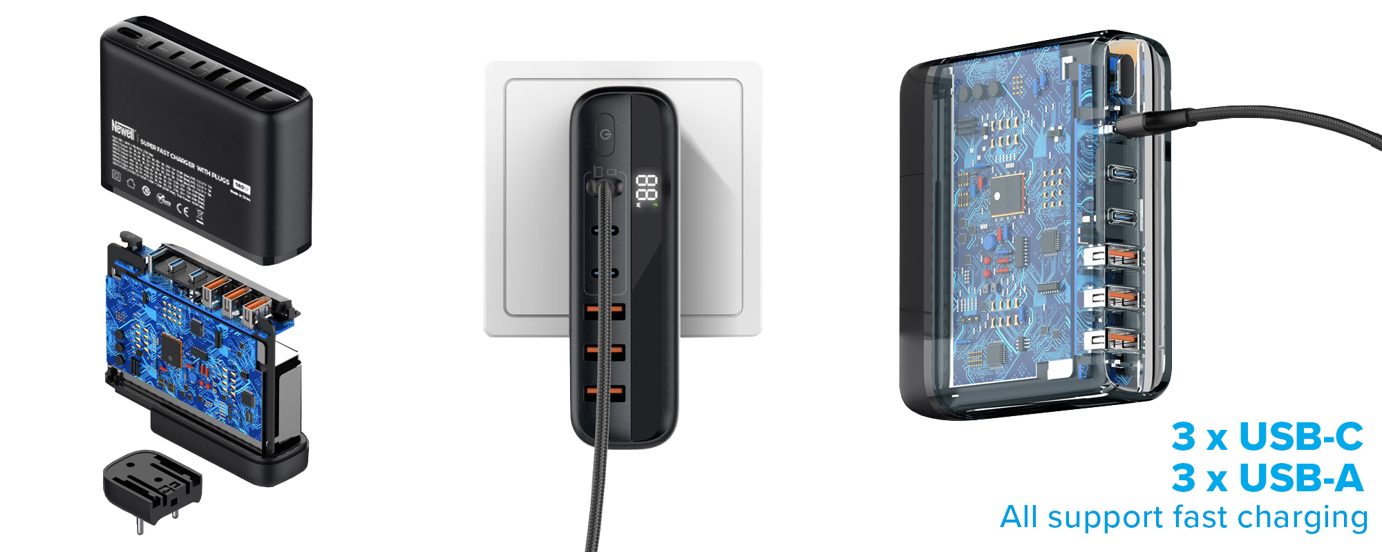 Ładowarka sieciowa z zestawem adapterów Newell GaN Tech T-power 140 W