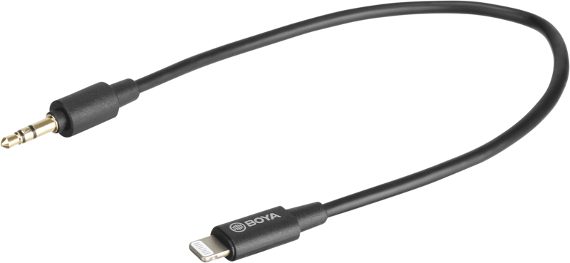 Boya BY-K1 - adapter, kabel (jack 3.5mm TRS - Lightning), 20cm