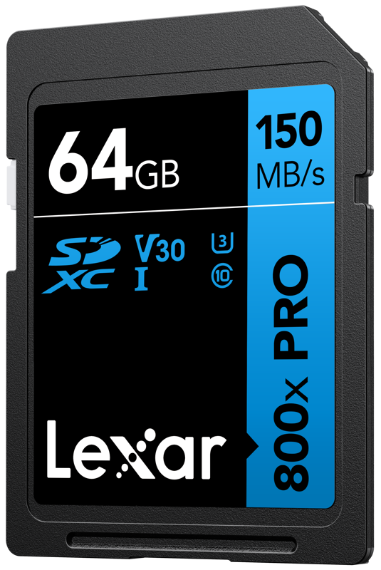Lexar SDXC 800x Pro UHS-I cards, C10 (V30) U3, R150, 64GB