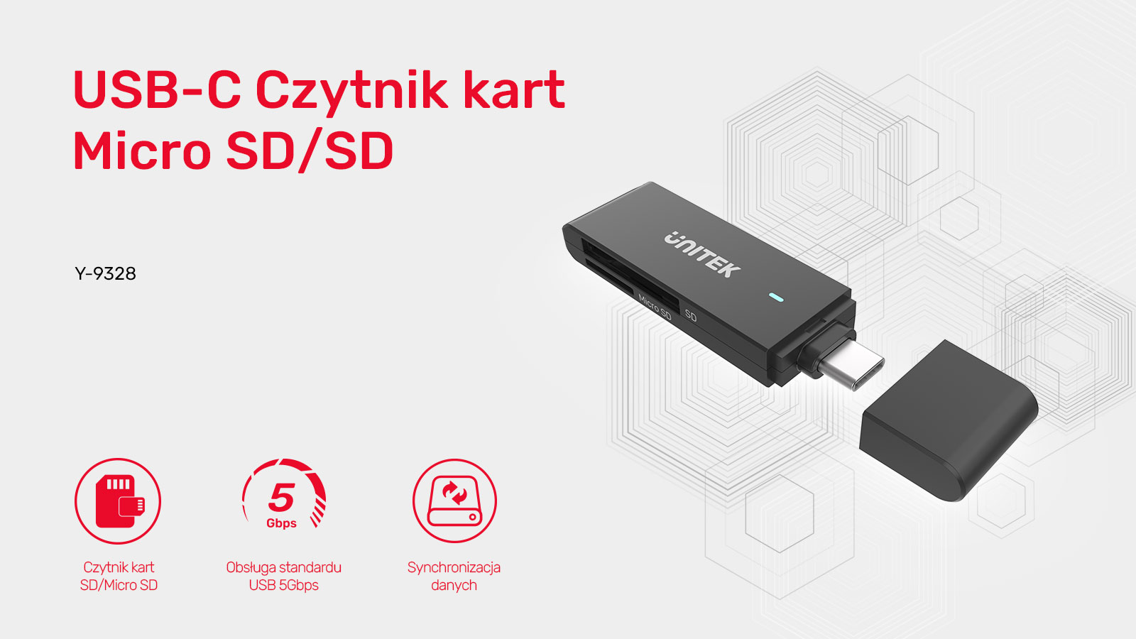 Unitek Czytnik kart SD/microSD USB-A 5Gbps/USB-C