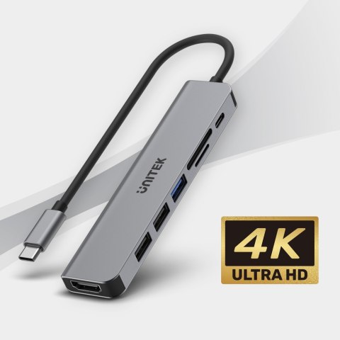 Unitek Hub USB-C H1118A 7w1 HDMI 4K 3x USB-A