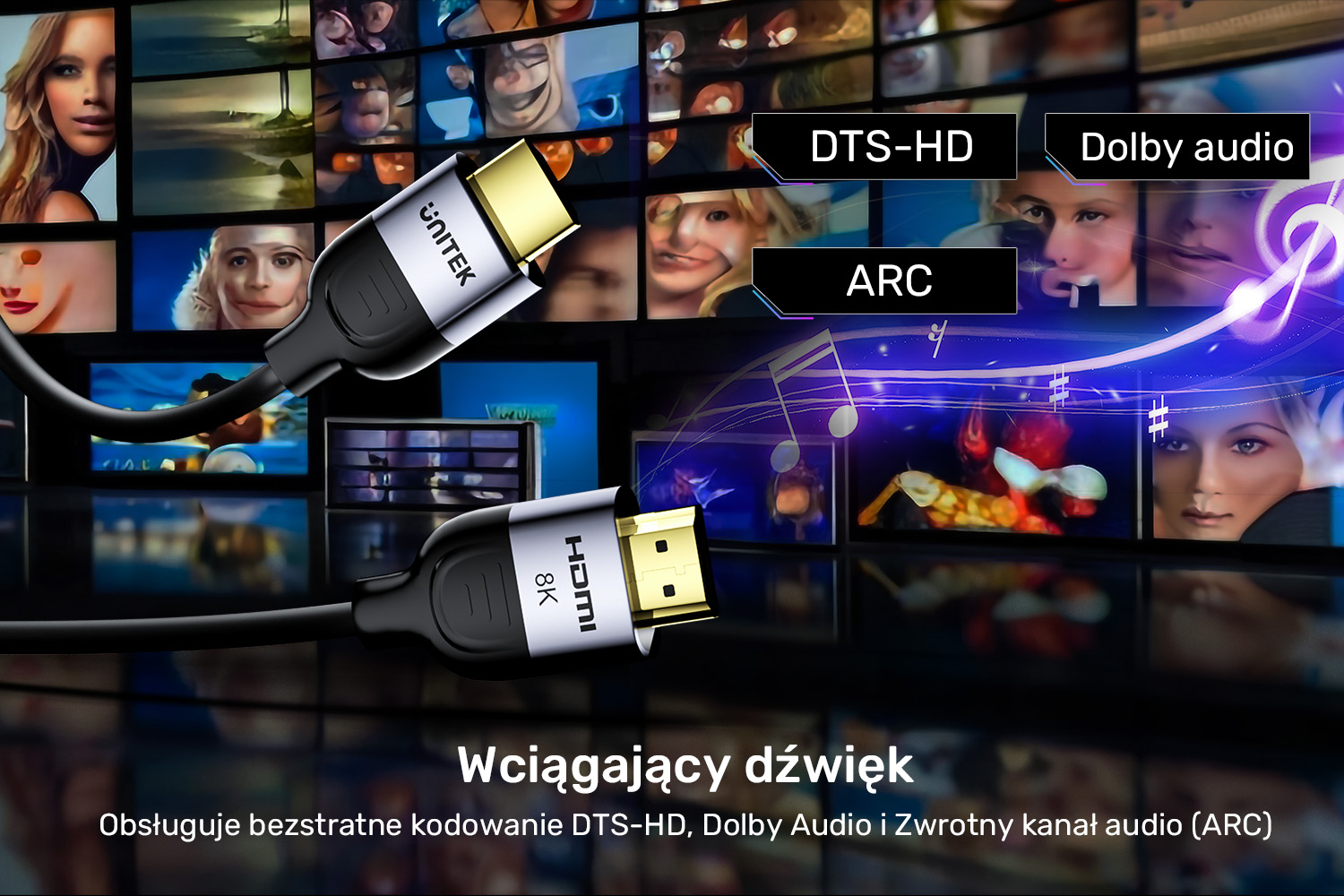 Unitek Kabel HDMI 2.1 8K 60Hz, czarny, 3m