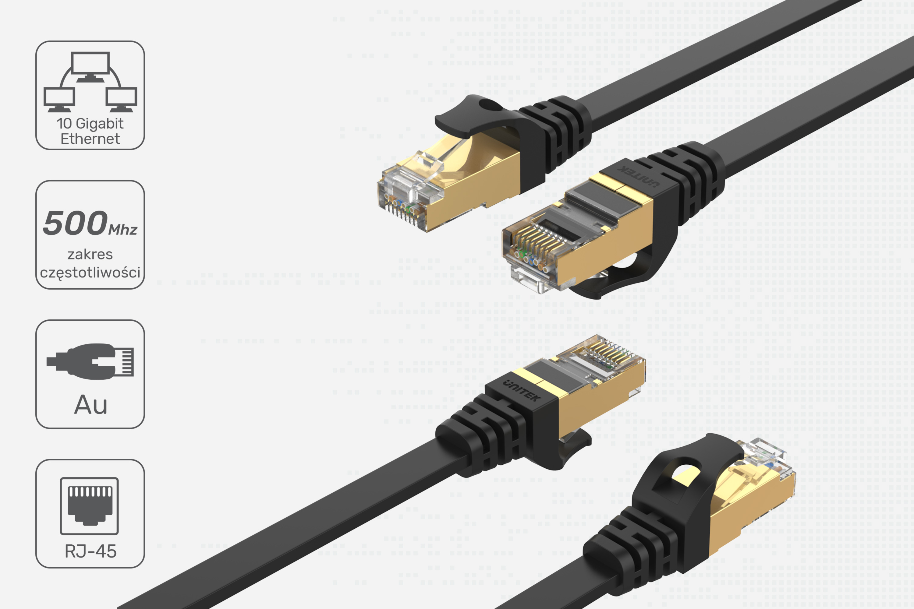 Unitek Kabel sieciowy płaski Ethernet Cat.7 1 m
