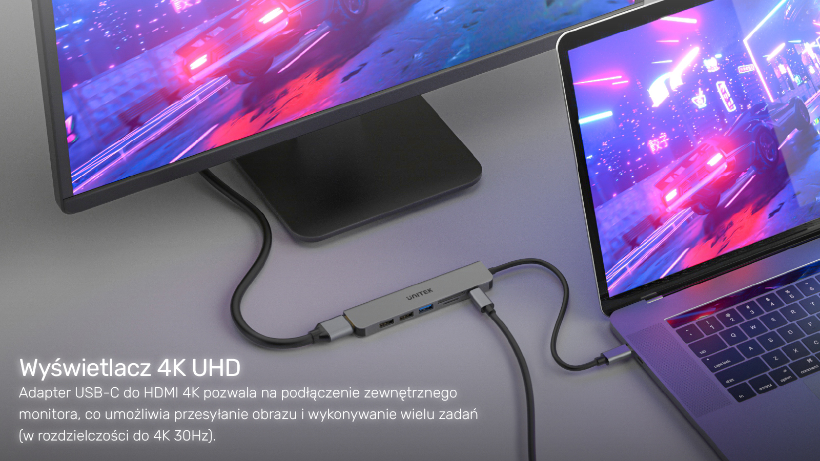 Unitek Hub USB-C H1118A 7w1 HDMI 4K 3x USB-A