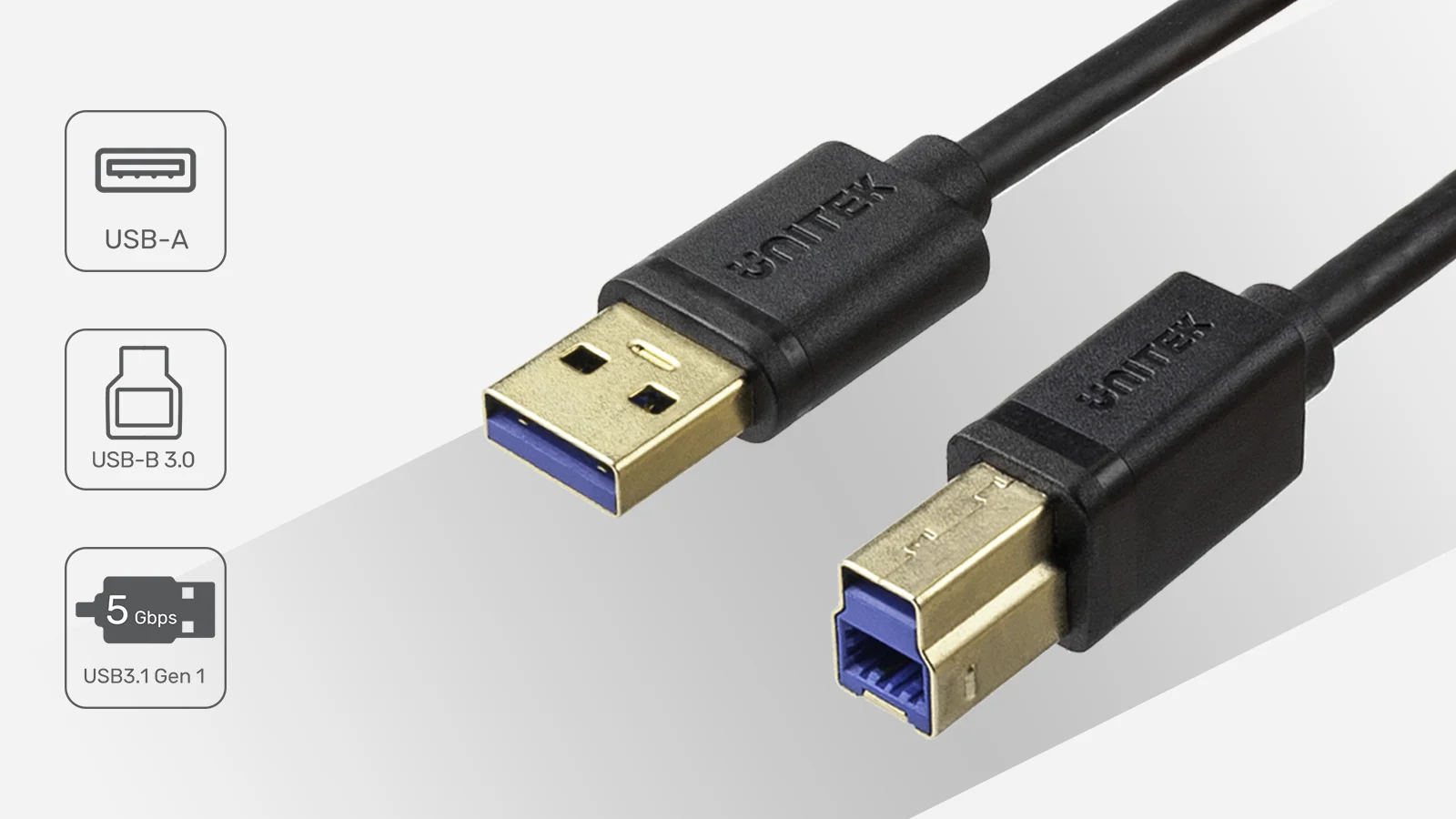 Unitek kabel do drukarki USB-A, USB 3.0, 5 Gbps 2m