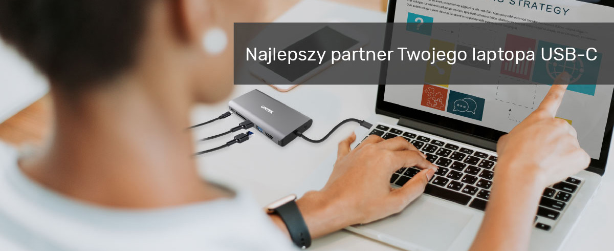 Unitek Hub USB-C 3.1 8w1 z Power Delivery 100W