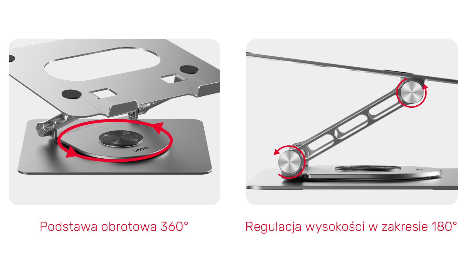 Unitek Podstawka pod laptopa regulowana 360°, 10"- 16''