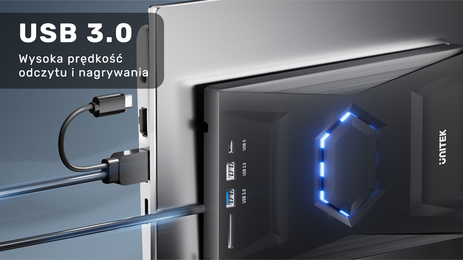 Unitek Nagrywarka zewnętrzna DVD/CD, Hub USB 5Gbps, czytnik kart SD