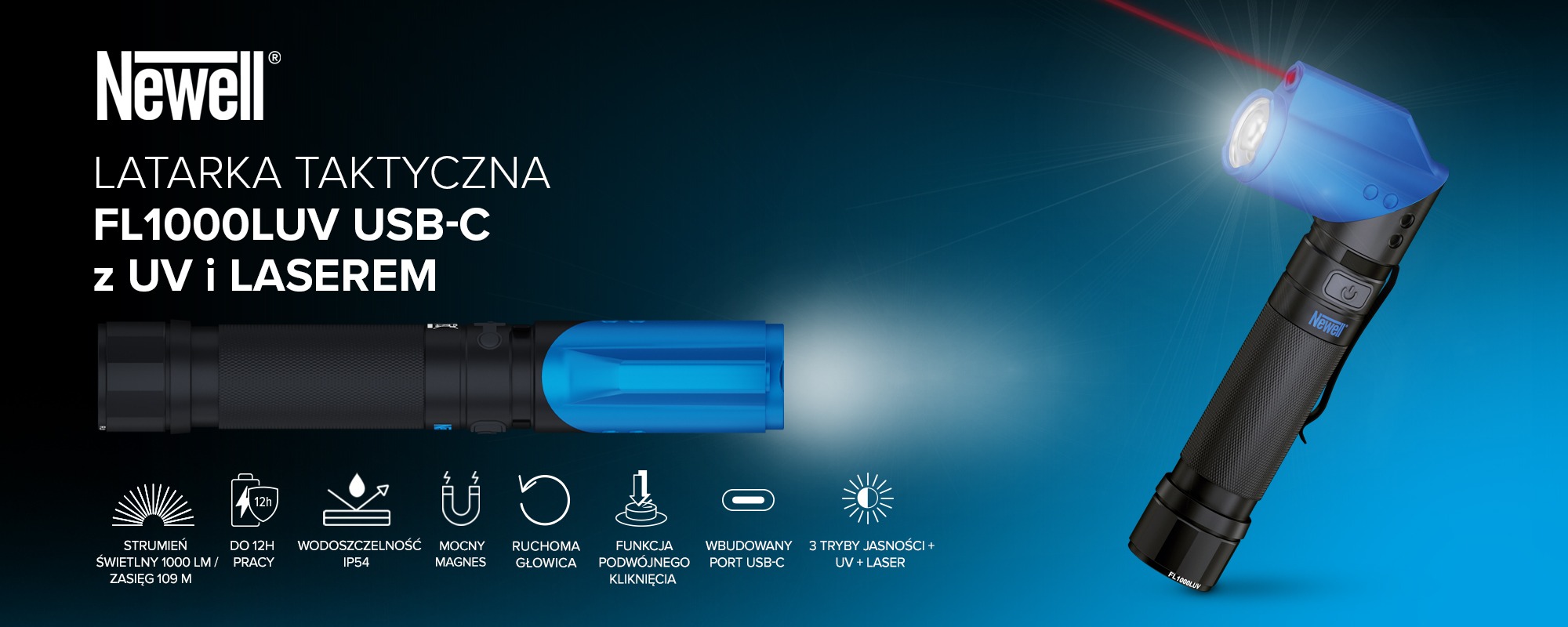 Latarka taktyczna Newell FL250L USB-C