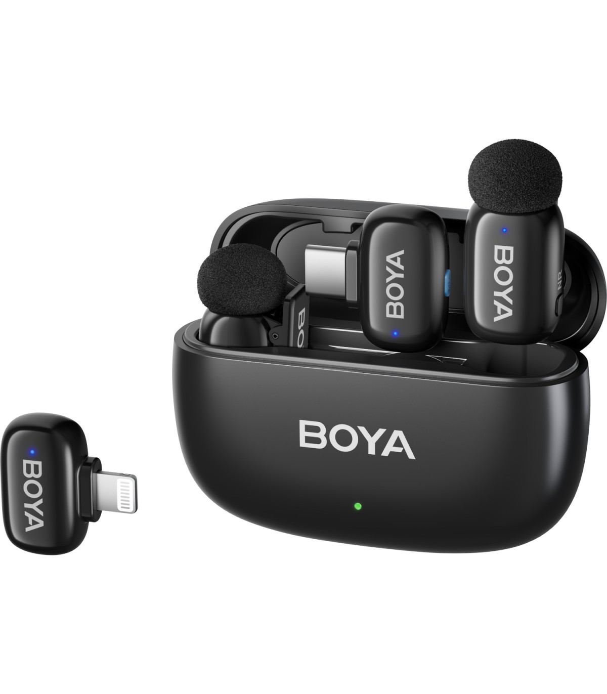 BOYA Mini-12 bezprzewodowy mikrofon krawatowy 2,4GHz Lightning+USB-C czarny