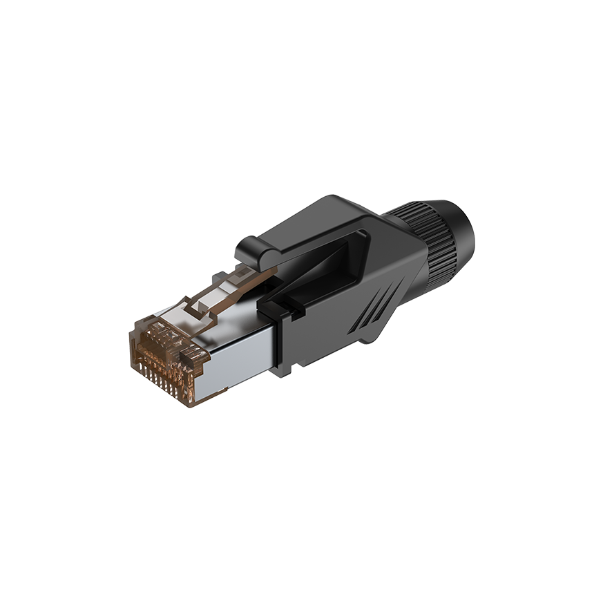 Wtyk typu RJ45 z osłoną Roxtone RJ45C5E-PHGY