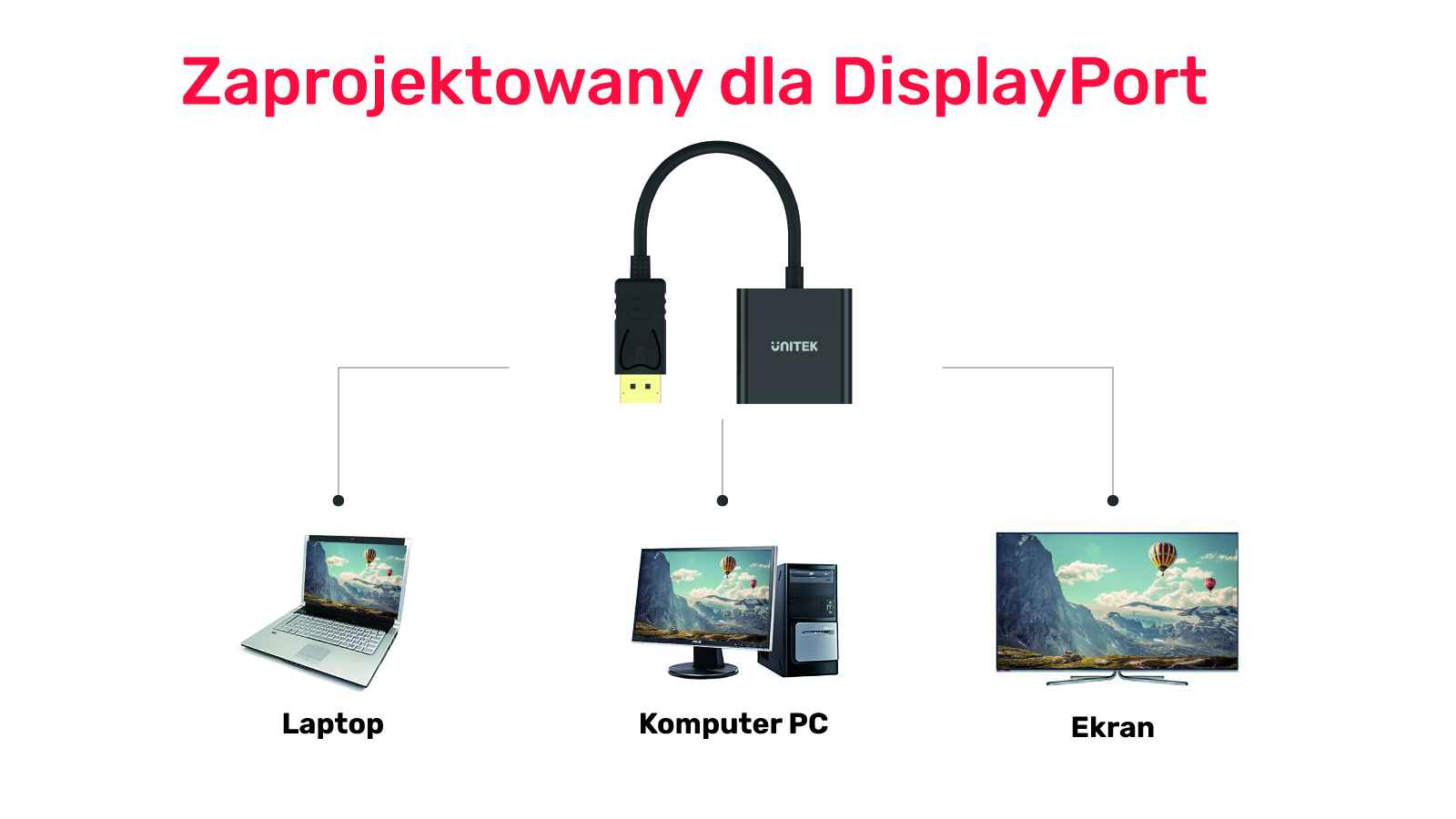 Unitek Adapter DisplayPort na VGA FullHD