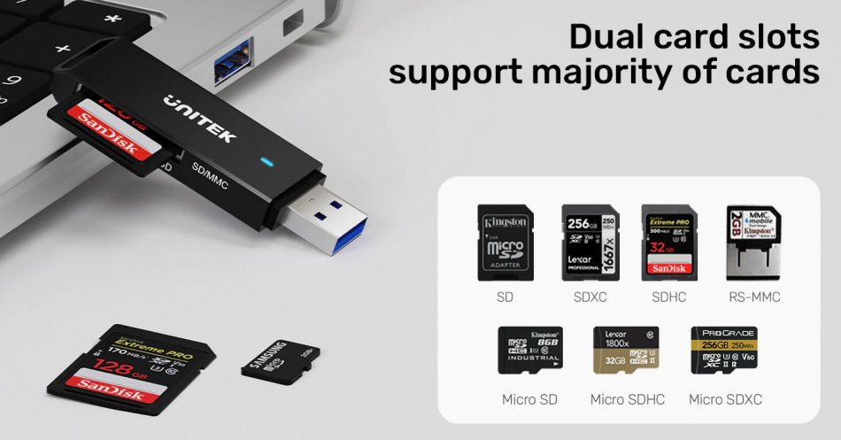 Unitek Czytnik kart SD i microSD USB-A