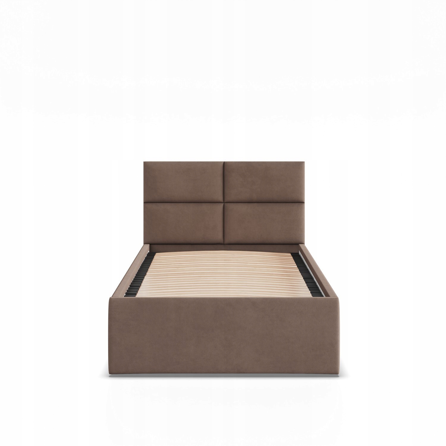 Łóżko Ramowe BORGO BRĄZOWE JEDNOOSOBOWE Tapicerowane Pojedyncze VELVET