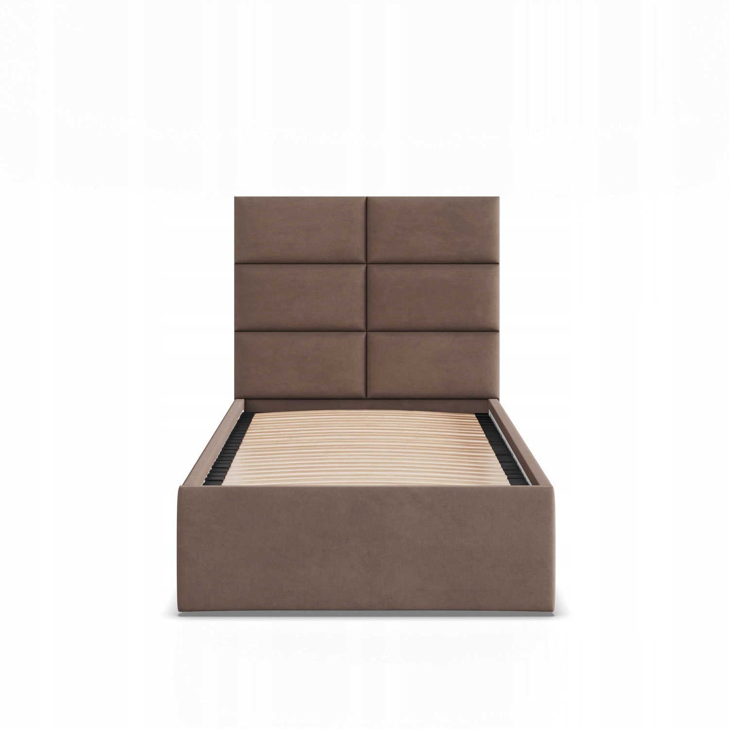 Łóżko Ramowe YORK JEDNOOSOBOWE Tapicerowane Pojedyncze VELVET BRĄZOWE